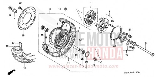 ROUE ARRIERE VTX1300S7 de 2007